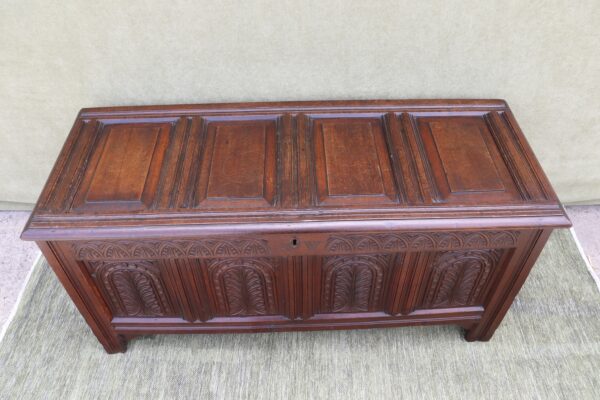 English Oak four paneled coffer C1680