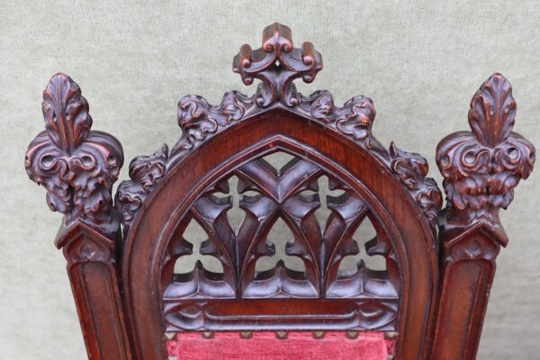 English oak Mid Victorian Gothic revival side chairs