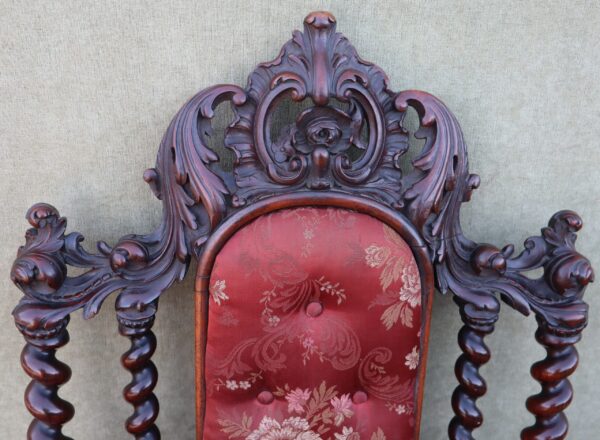 Fine French mid 19thC rosewood armchair of exceptional quality.