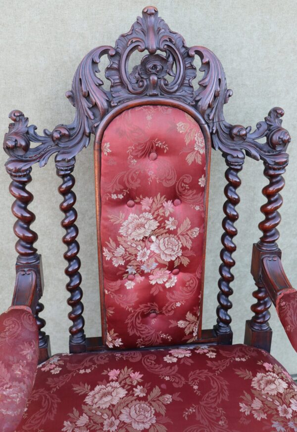 Fine French mid 19thC rosewood armchair of exceptional quality.