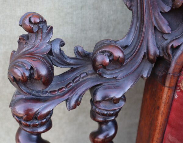 Fine French mid 19thC rosewood armchair of exceptional quality.