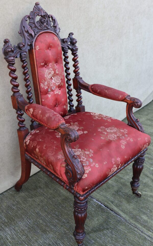 Fine French mid 19thC rosewood armchair of exceptional quality.